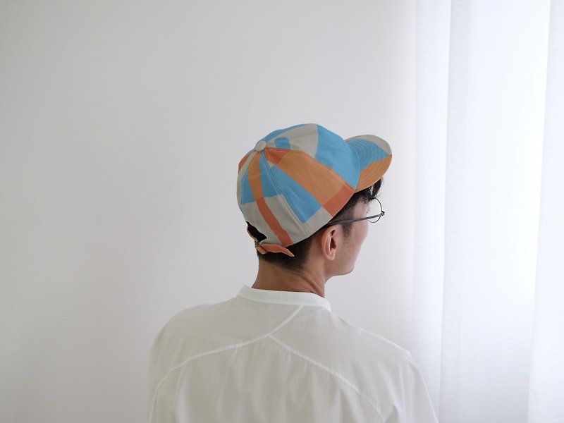 減簡單車帽/防水漆橘藍 - 帽子 - 棉．麻 藍色