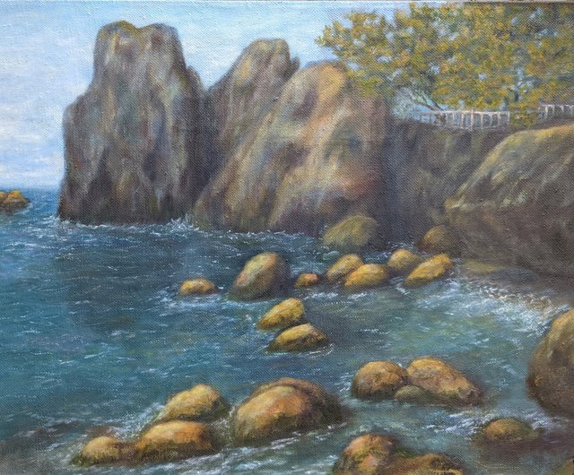 油絵 絵画 【岩場の海】 油絵 絵画 【岩場の海】 【公式通販】