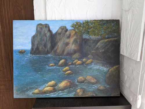 油絵 絵画 【岩場の海】 500x0.jpg