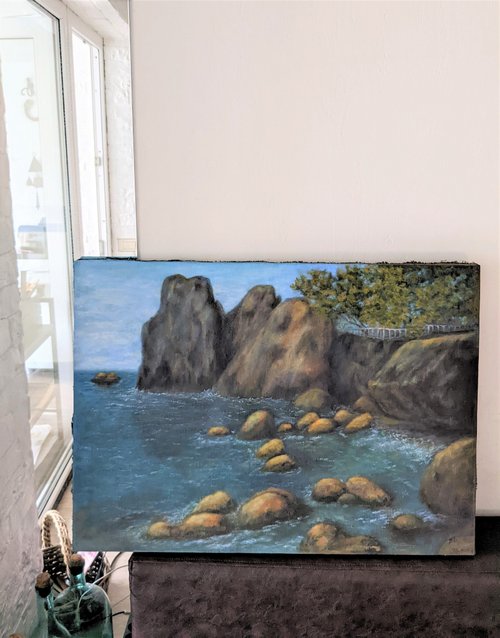 油絵 絵画 【岩場の海】 500x0.jpg