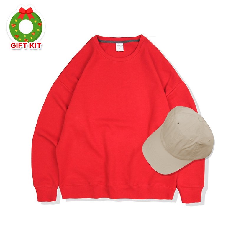 [Christmas Gift Box] Customizable University T+ Hat (2 in) :: Red:: - เสื้อฮู้ด - ผ้าฝ้าย/ผ้าลินิน สีแดง