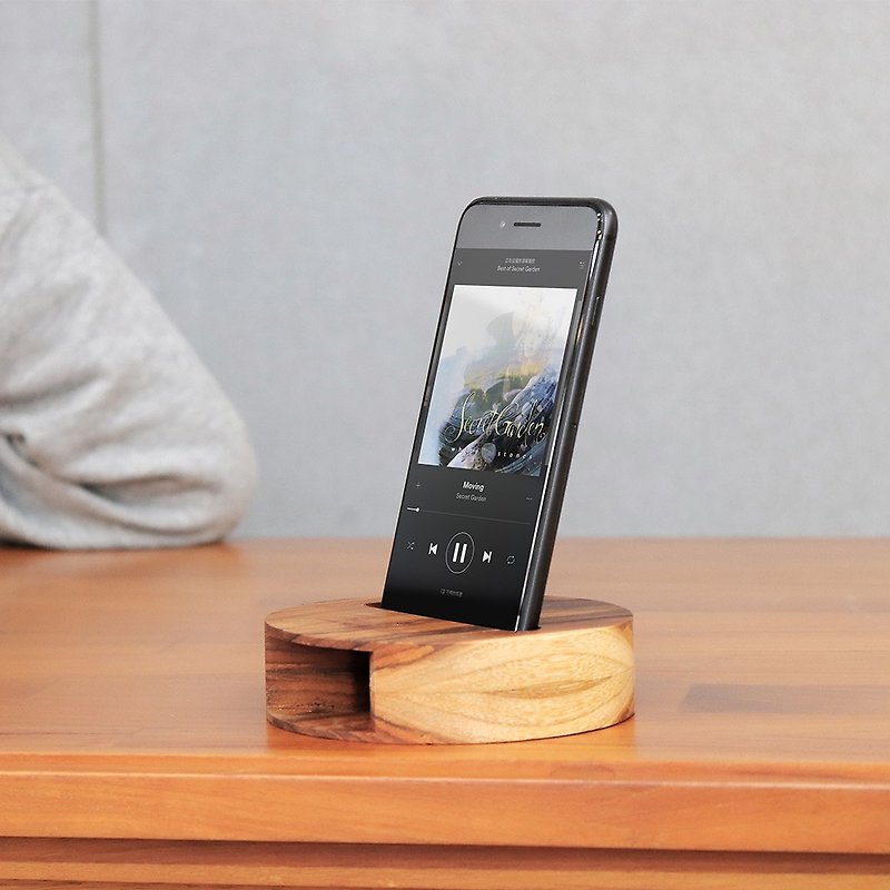 Out of print [Lover's Gift] Textured Teak Phone Amplifier Holder/Mobile Holder/Office Accessories - Phone Stands & Dust Plugs - Wood Brown