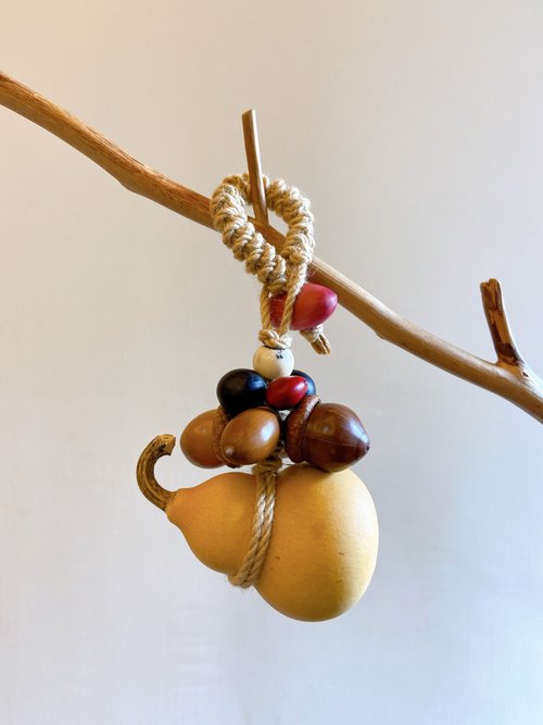 荷圃種子創作工坊 天然葫蘆吊飾-乾燥果實/金剛菩提子/紅鳳豆兩款/植物