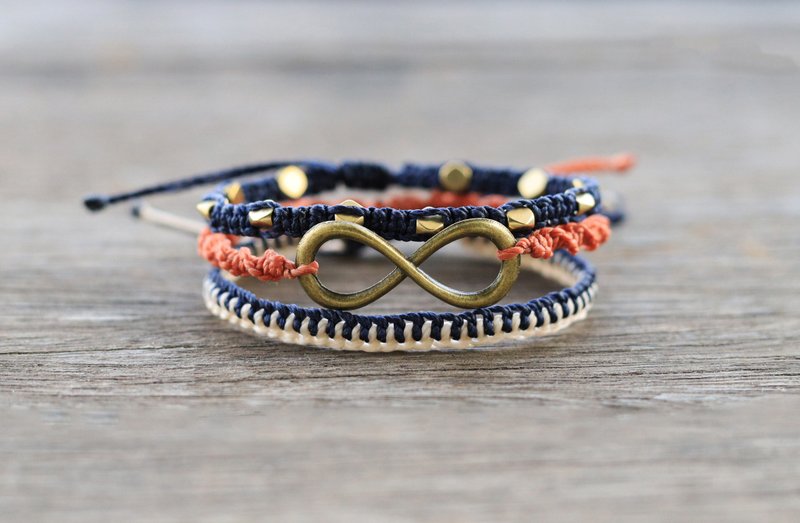 Set of 3 woven bracelets Infinity Sunny Blue 設計館 ELBRAZA 手鍊/手環 Pinkoi