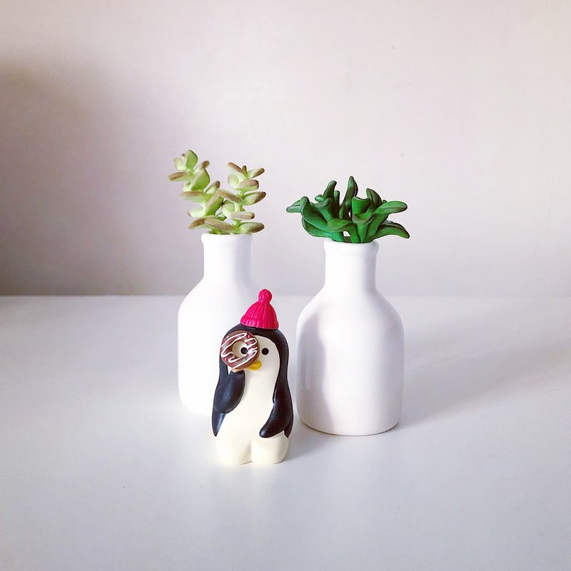 スタープリンス、シュレックの耳、半釉白磁の小瓶。全2種。ポリマークレイ多肉植物 - 置物 - 粘土 グリーン