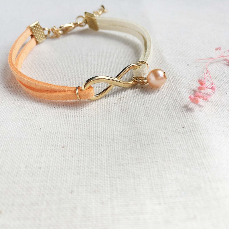 Handmade Infinity Bracelets Rose Gold Series– orange limited - สร้อยข้อมือ - วัสดุอื่นๆ สีส้ม