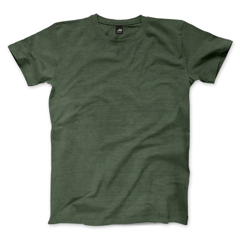 無地アメリカンカントリースリーブTシャツ -グレーグリーン - Tシャツ メンズ - コットン・麻 グリーン