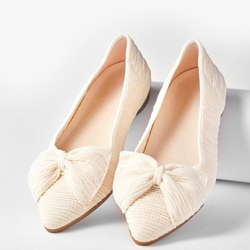 Princess Flats Cream White - รองเท้าบัลเลต์ - วัสดุอีโค ขาว