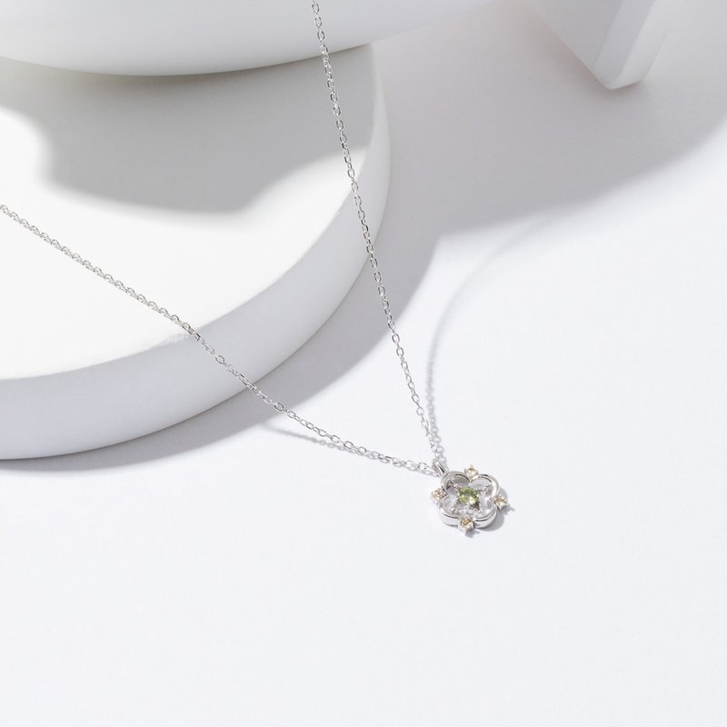 MUSE | Peridot Stone S925 sterling silver | Classic brilliant diamond necklace - สร้อยคอ - คริสตัล สีเหลือง