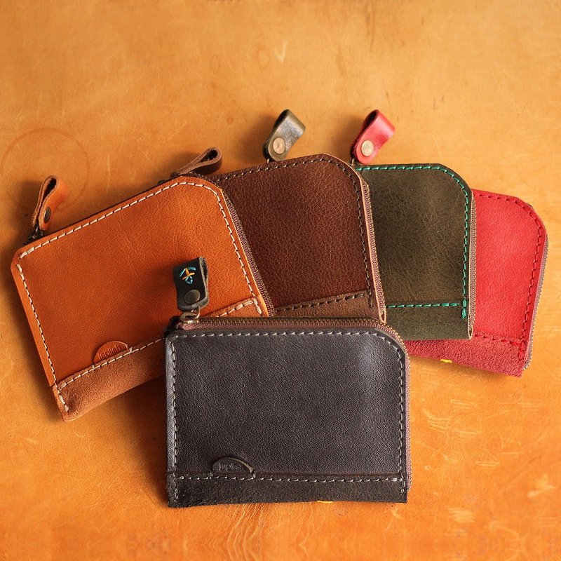 ファスナー式のL字開閉財布 【革6色展開】・ミシン糸と刺繍を12色から選択カスタム無料 / ネーム有料 / 日本製 /  g-2 - 皮夾/長短夾/錢包 - 真皮 橘色