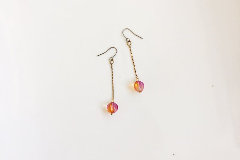 Sunset Sunrise Draped Glass Stud Earrings - Earrings & Clip-ons - Other Metals Orange