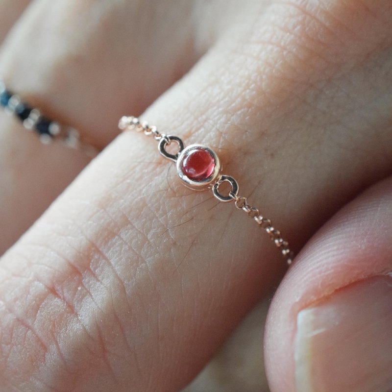 Gemstone Chain Ring #minimchain R424 - 戒指 - 純銀 