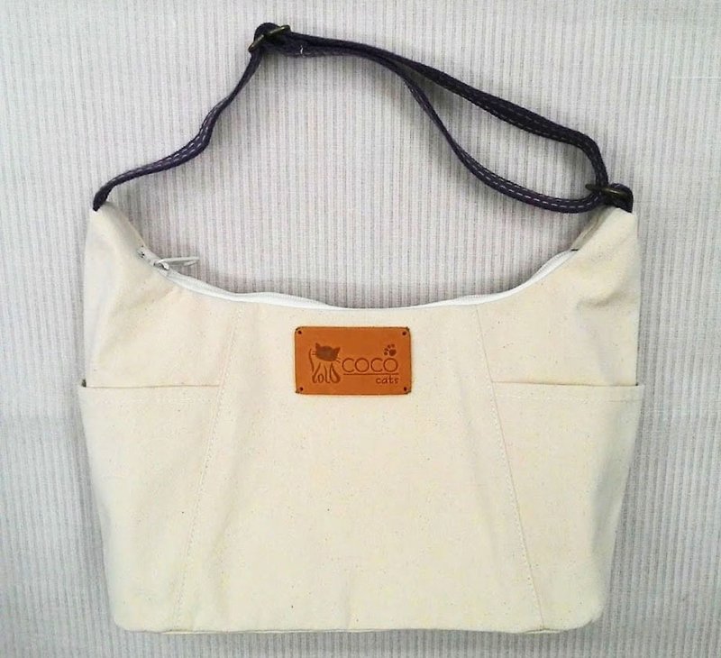Muji Canvas Shoulder Dumpling Pack (Print Butterfly Valley Bart Material) SEL01 - กระเป๋าแมสเซนเจอร์ - ผ้าฝ้าย/ผ้าลินิน 