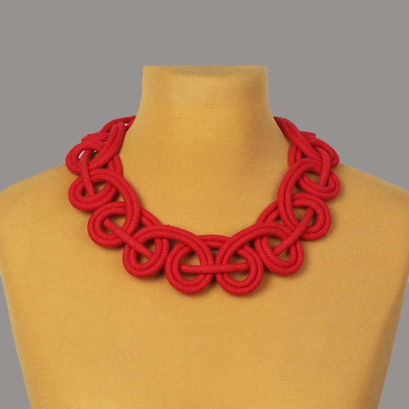 Red Rope Necklace, Eco-Friendly Statement Necklace - 項鍊 - 環保材質 紅色