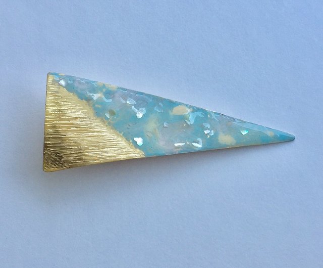 Treasure By Sea Hairclip Blue 海の宝物三角ヘアクリップ ショップ Appartement Paris ヘアアクセサリー Pinkoi