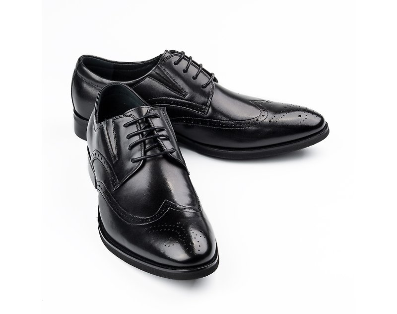 Classic Carved Gentlemen's Leather Shoes Black (Large Size) - รองเท้าหนังผู้ชาย - หนังแท้ 