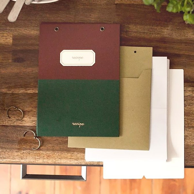 敲敲-Jstory-撞色兩孔式食譜烹飪筆記本-棕綠,JST32116 - 筆記本/手帳 - 紙 綠色