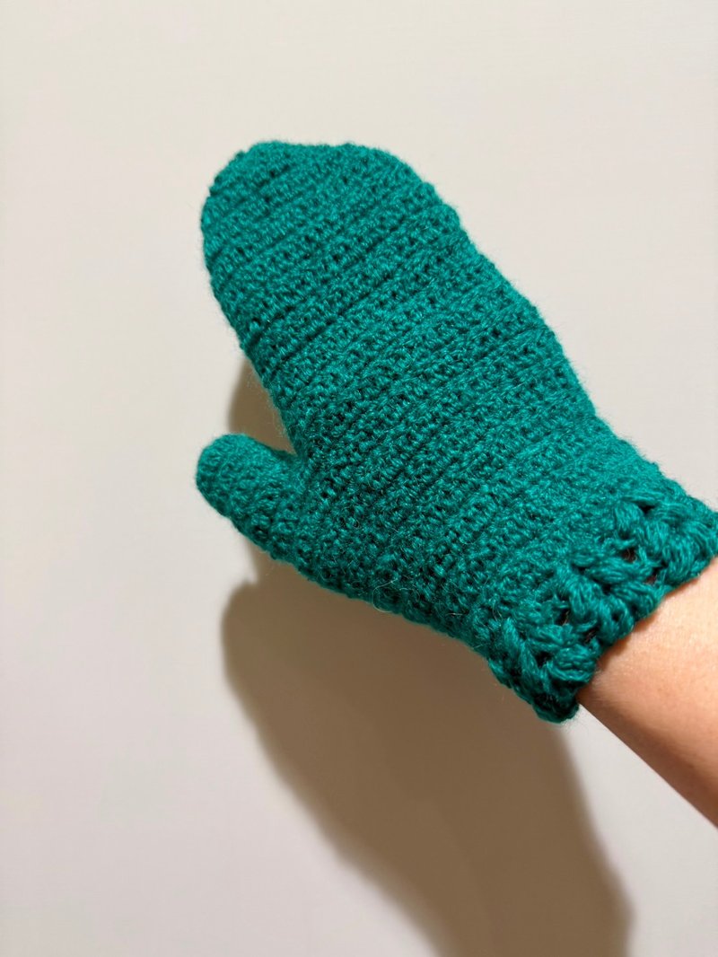 暖暖拇指手套  駝羊毛x羊毛手工編織 - 手套/手襪 - 羊毛 綠色