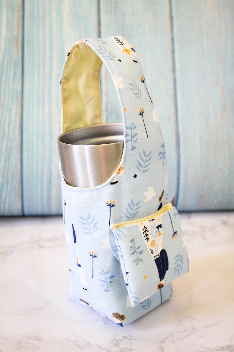 エコフレンドリーな飲料バッグクーラーボトルアイスダムカップバッグ青青清の美しさ - ドリンクホルダー - コットン・麻 ブルー