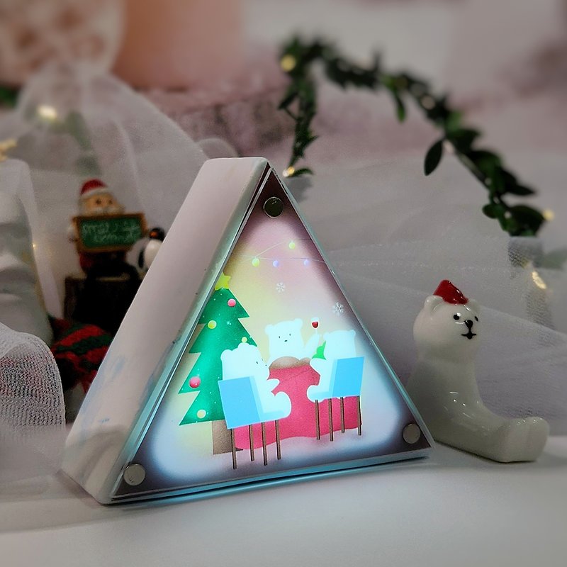 【Christmas Gift】Christmas Little White Fragrance Stone Light Box/ Triangle Style/ Fragrance Night Light - ของวางตกแต่ง - ปูน สีน้ำเงิน