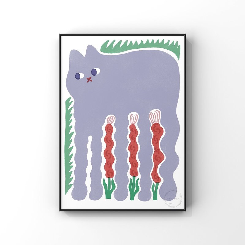 POSTER: NO.014 CAT GRASS - โปสเตอร์ - กระดาษ หลากหลายสี