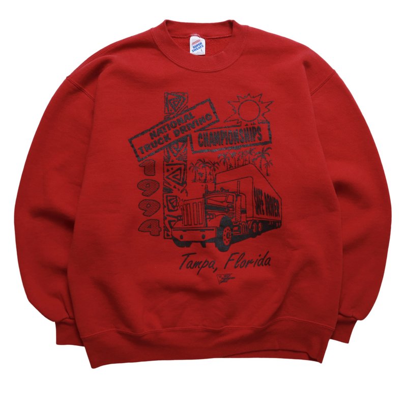 90s American National Truck Driver Championship Totem Sweatshirt Vintage Sweatshirt - Unisex Hoodies & T-Shirts - Other Materials Red