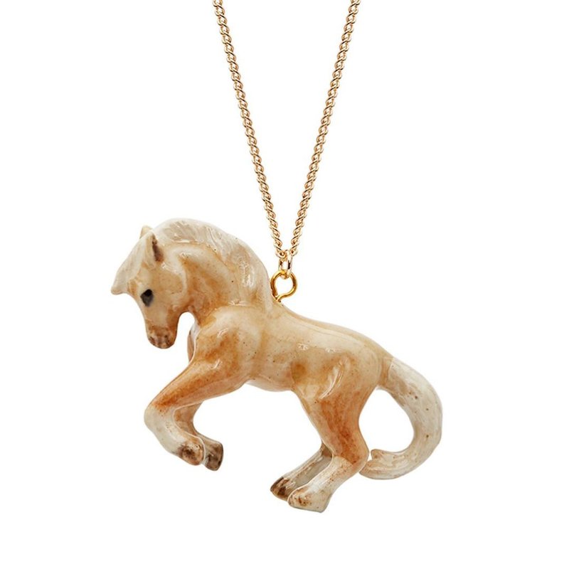 And Mary  Prancing Blonde Horse Necklace  Gift box - สร้อยคอ - เครื่องลายคราม 