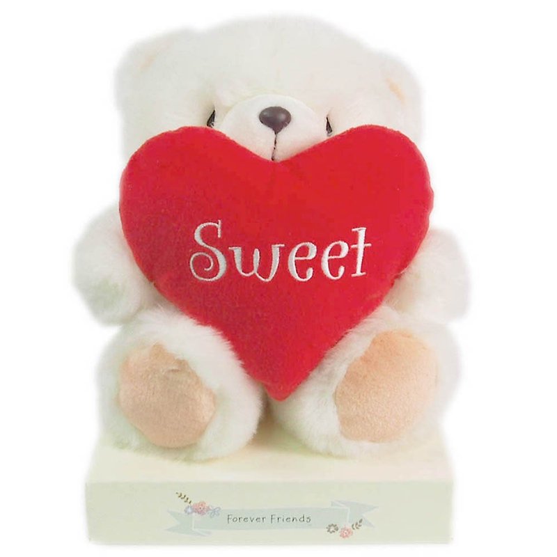 8 inches/sweet heart-hugging fluffy bear [Hallmark-ForeverFriends fluff-heart-warming series] - ตุ๊กตา - วัสดุอื่นๆ ขาว