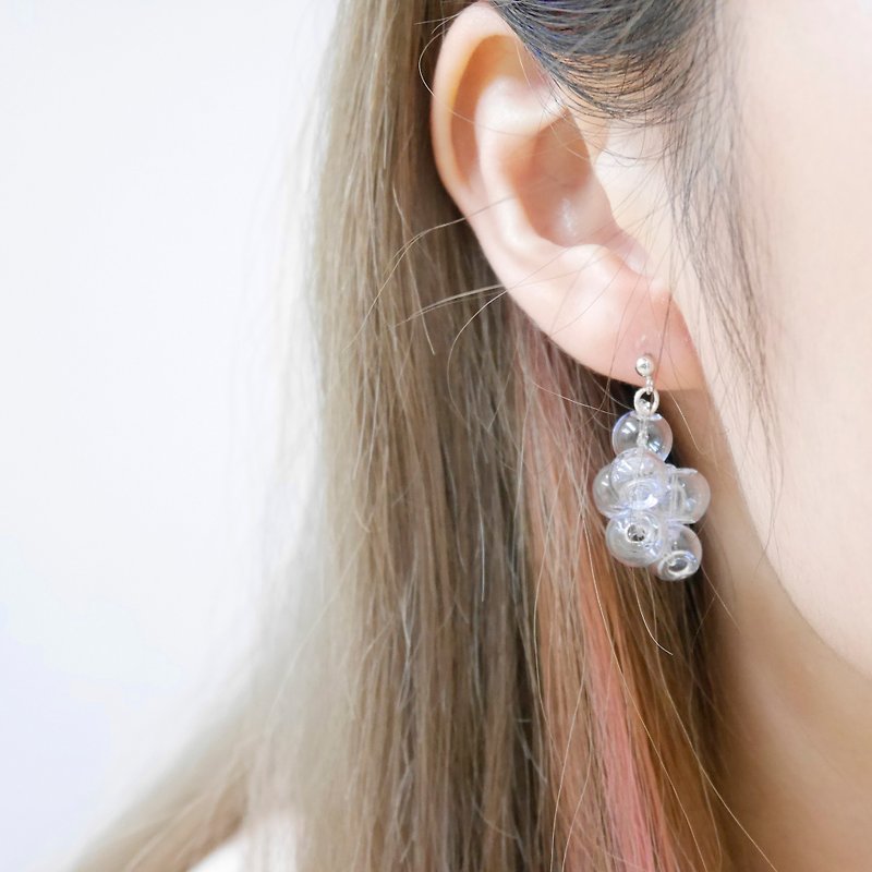925 Sliver Serenity 005 Bubble Bubbles Earrings - Earrings & Clip-ons - Glass Purple