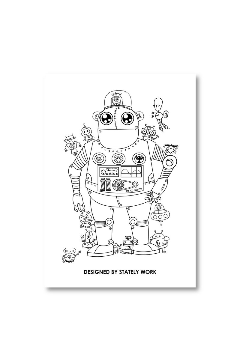 statelywork 機器人 明信片 - 卡片/明信片 - 紙 白色