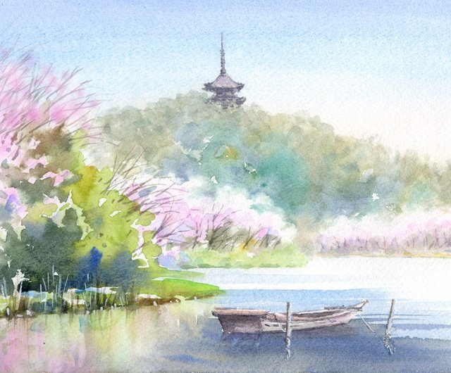 オリジナル水彩原画「横浜三渓園」