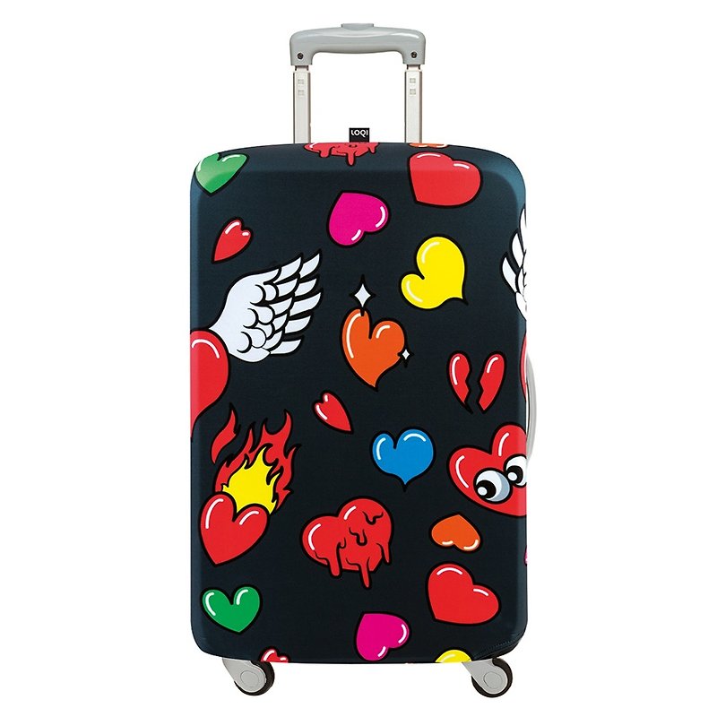 LOQI 行李箱外套／愛心【S號】 - 行李箱/旅行袋 - 聚酯纖維 黑色