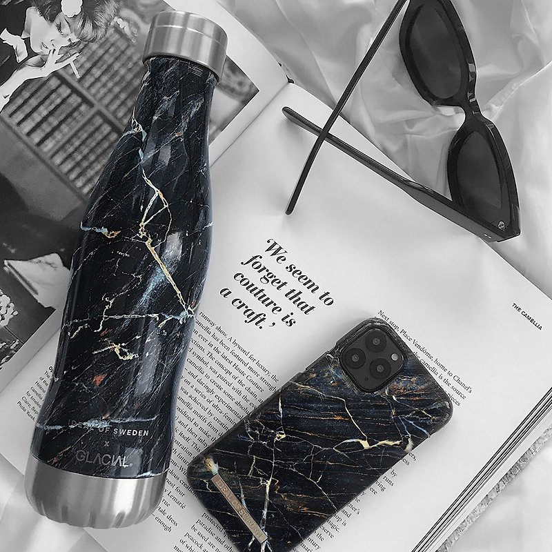 塑膠 手機殼/手機套 黑色 - iPhone 北歐時尚瑞典流行手機殼-摩洛哥羅蘭黑金大理石