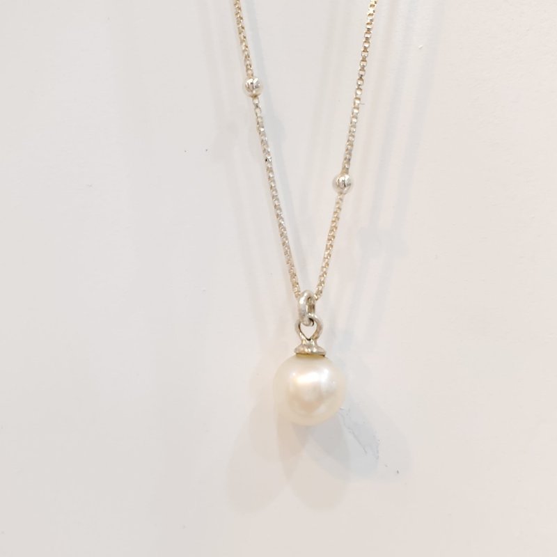 [Necklace] 8mm classic pearl sterling silver necklace Mother's Day/Graduation Gift/Valentine's Day Gift - สร้อยคอ - เงินแท้ สีเงิน
