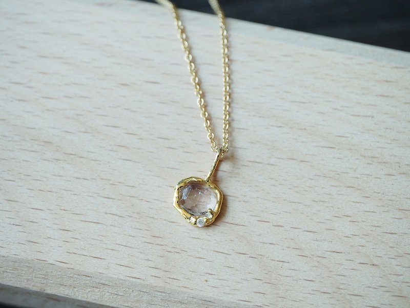 碧璽 電氣石 手工純銀項鍊 Tourmaline 珠寶鍍黃K金 - 項鍊 - 半寶石 粉紅色