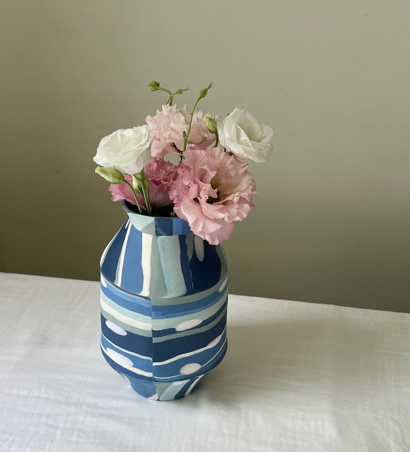 Ocean-Colors Nerikomi Big Vase - เซรามิก - เครื่องลายคราม 