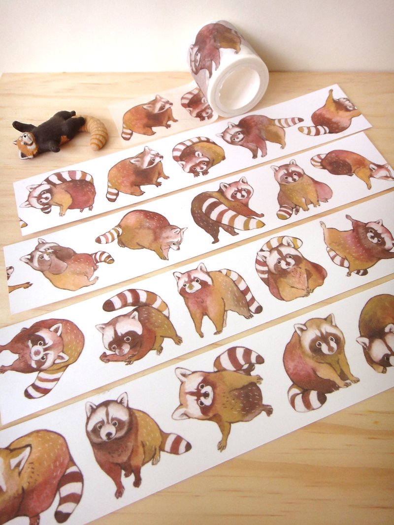 棕色小動物系列-浣熊紙膠帶 - 紙膠帶 - 紙 多色