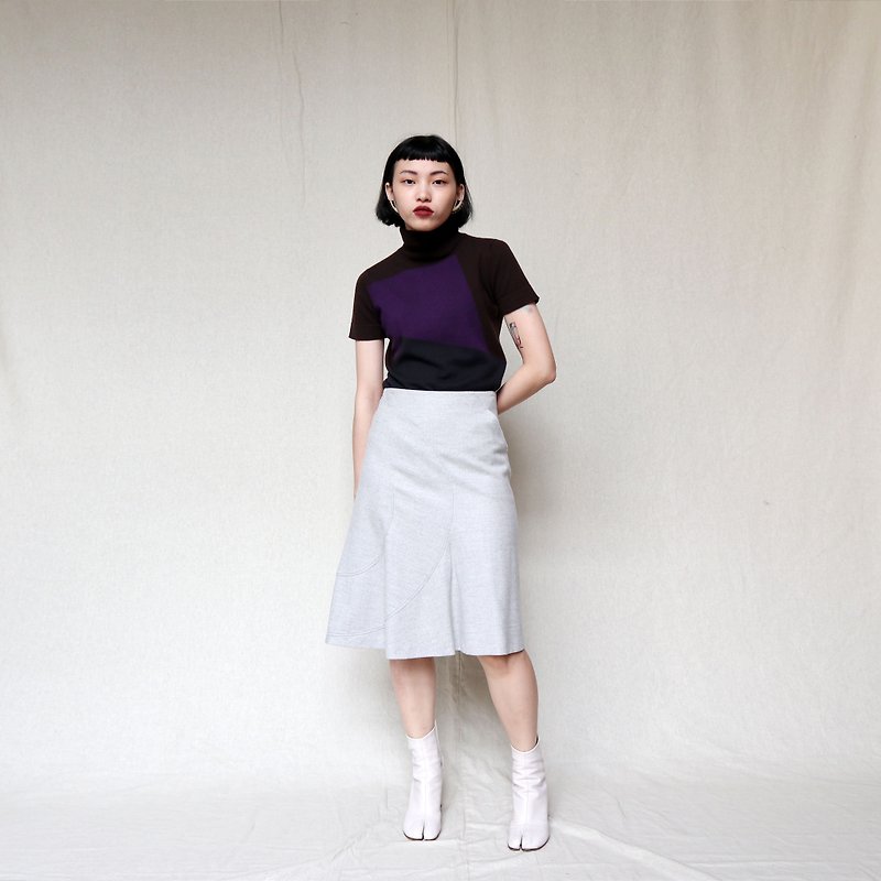 Pumpkin Vintage. Vintage Italian Jil Sander Lightweight Knee Skirt - Skirts - Wool Gray