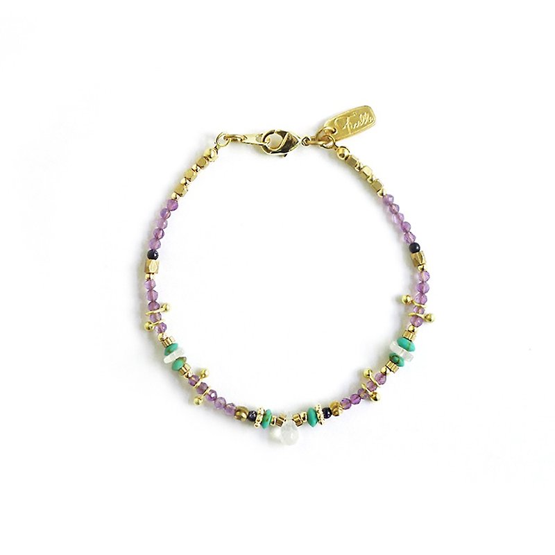 Noble Wisdom x Amethyst Stone Turquoise 18K Gold Purple [Romantic Preview] Bracelet - Bracelets - Gemstone 