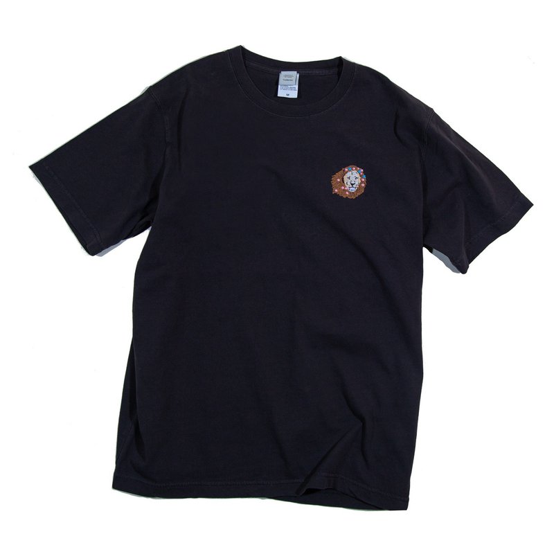 花のライオン刺繍Tシャツ ユニセックスS〜XXL Tcollector - 女 T 恤 - 棉．麻 灰色
