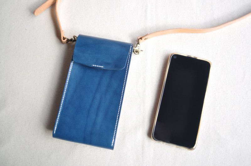 Mobile phone leather carry bag - beautiful blue - Phone Accessories - Genuine Leather 