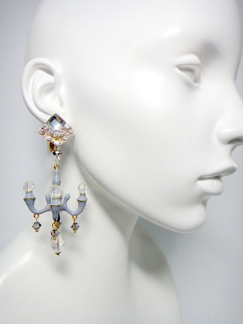 TIMBEE LO signature style solid color giant chandelier earrings [series] - Earrings & Clip-ons - Paper Gray