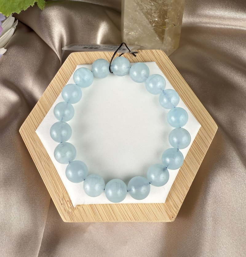 Aquamarine Crystal Bracelet Calm Emotions Enhance Expression Purification Energy Gift Healing - สร้อยข้อมือ - คริสตัล สีน้ำเงิน