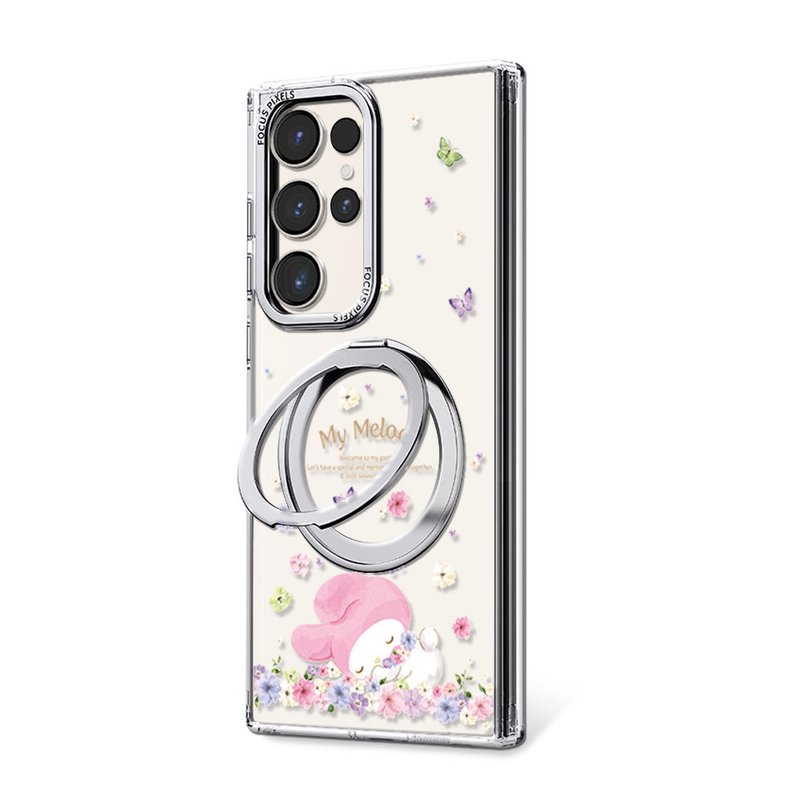 三麗鷗 Samsung S25/S24/S23 360旋轉磁吸立架手機殼-午覺美樂蒂 - 手機殼/手機套 - 其他材質 多色