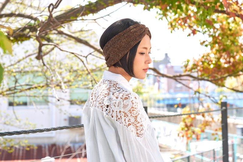 日本製 シルク ターバン ヘアバンド 絹 春 夏 ヘッドバンド ヘアーバンド 男性　女性　メンズ　レディース - ヘアアクセサリー - シルク・絹 カーキ