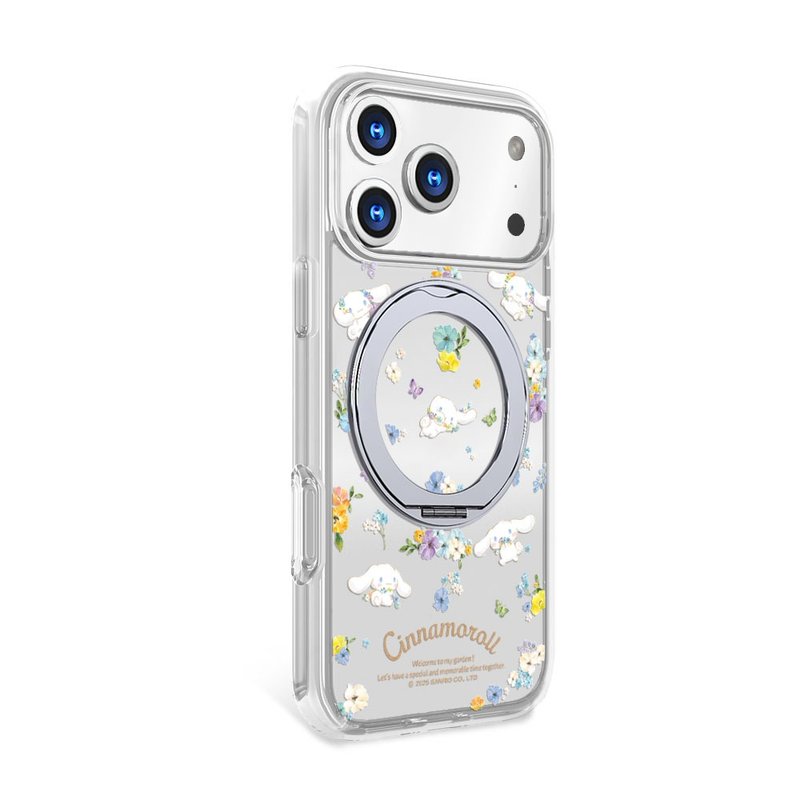 Sanrio iPhone 17/16/15/14/13 Military-Grade 360 Rotating Magnetic Kickstand Case - Cinnamoroll Flower Season - Phone Cases - Other Materials Multicolor
