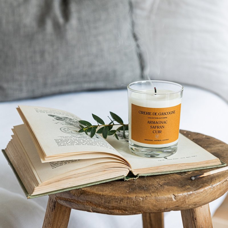 Cirerie de Gascogne Scented Candle -Armagnac-Saffron-Leather 180g - Candles & Candle Holders - Paper Brown