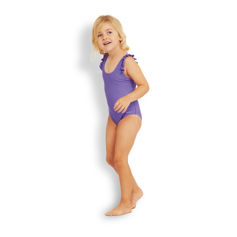 PENELOPE Girls: Ruffle straps one piece - Swimsuits & Swimming Accessories - Other Materials Purple
