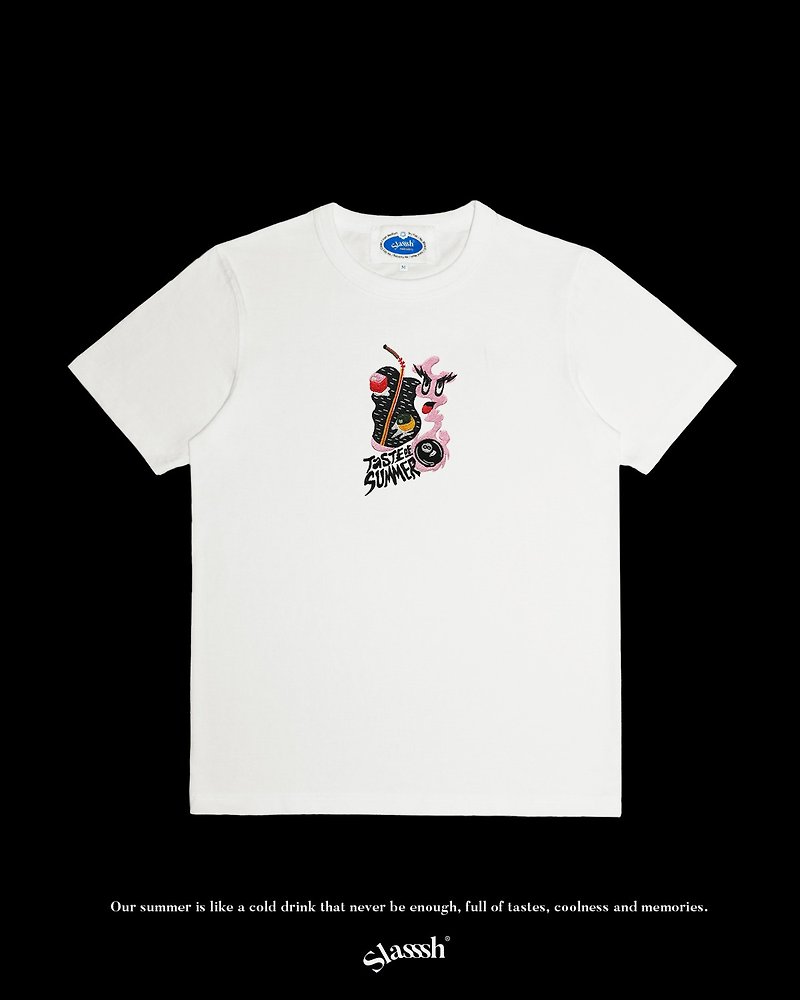 Summer's Memory Embroidery Tee - Unisex Hoodies & T-Shirts - Cotton & Hemp White