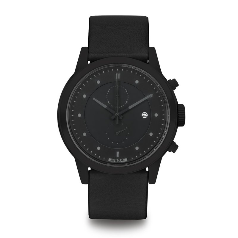 Maverick Chrono Cold Steel Chronograph Series - Black Dial Black Leather Watch - Women's Watches - Genuine Leather Black